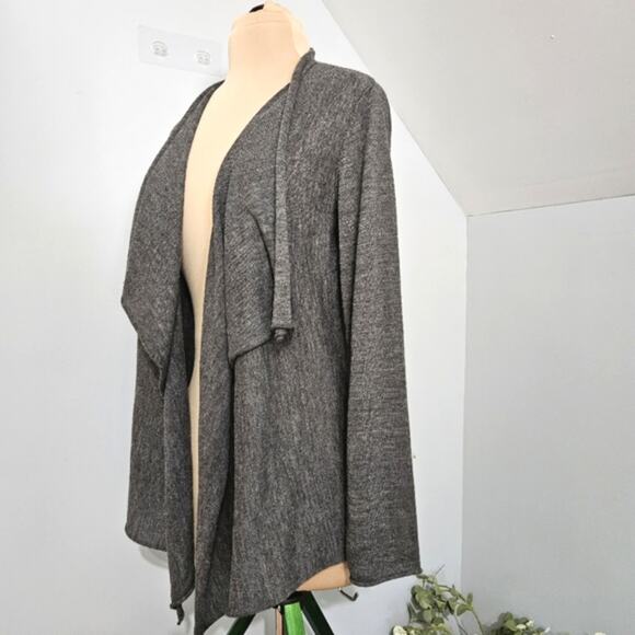 Eileen Fisher Cardigan Royal Alpaca Gray Inverted Pleat Open Waterfall Medium - Picture 4 of 7